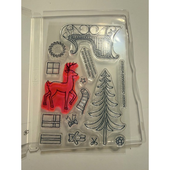 Stampin' Up! Santa's Sleigh Merry Christmas Wishes Cling Rubber Stamp 142057 - Picture 3 of 4